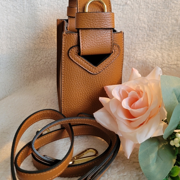 New! Italian Borse in Pelle Crossbody Brown Pebble Leather Bag - Picture 3 of 7